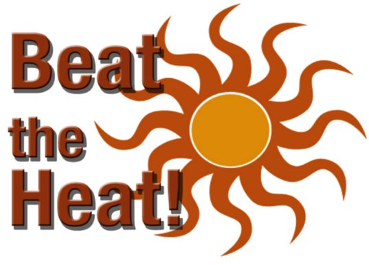 graphic of sun with words beat the heat