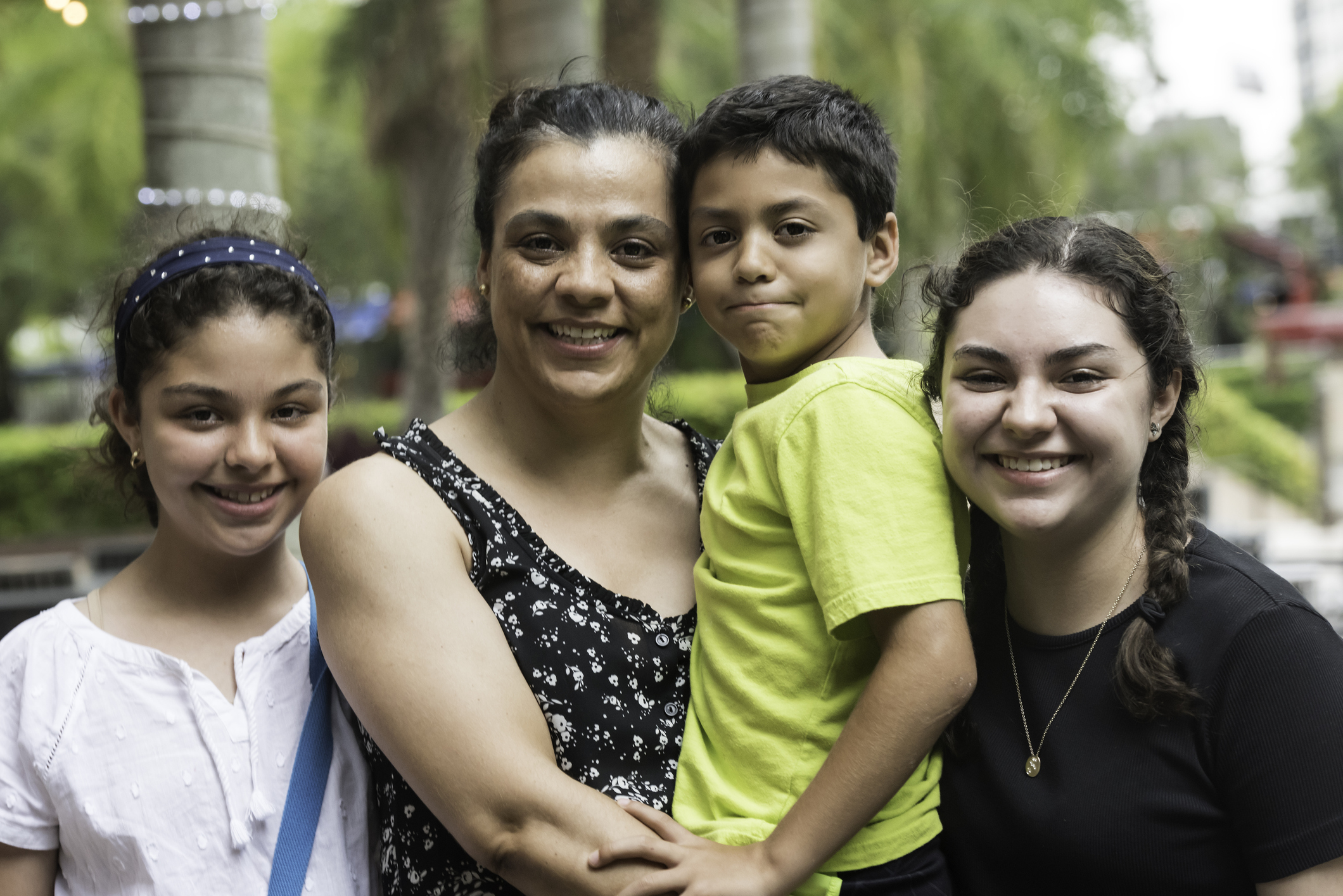 Woman with three children